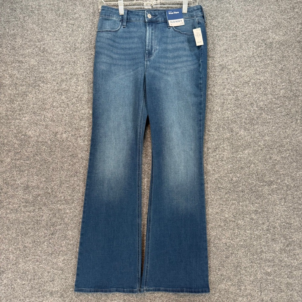 Old Navy Flare Jeans Women 4 Blue High Rise Wow Stretch Denim‎ Pants NEW